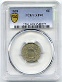 1869 Shield Nickel PCGS XF40 Certified - Five Cents - B189