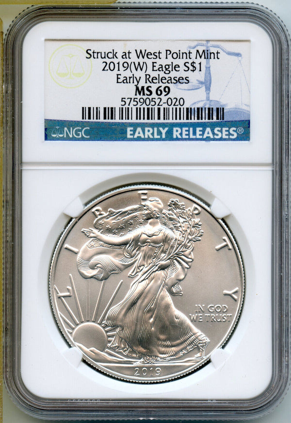2019 (W) Silver Eagle 1 oz NGC MS69 Early Releases - West Point Mint - CC941
