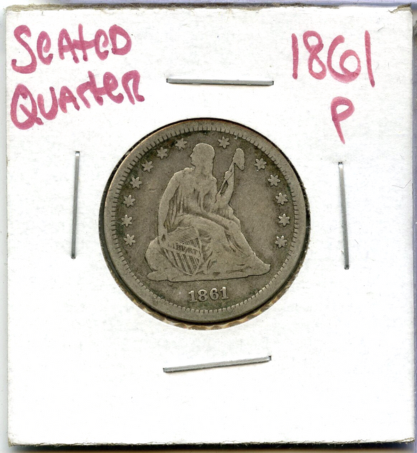 1861 Seated Liberty Silver Quarter - Philadelphia Mint - DM511