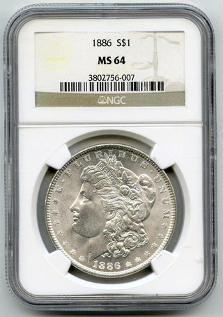 1886 Morgan Silver Dollar NGC MS64 Certified - Philadelphia Mint - C176