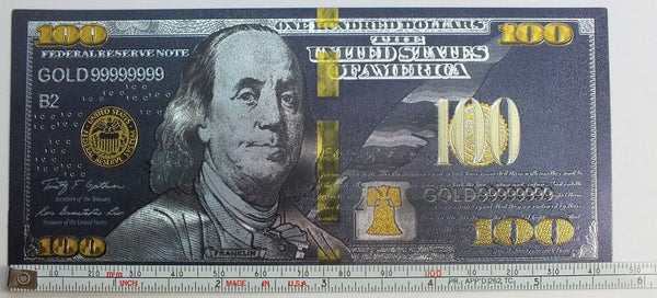 2009 Franklin Black & Gold $100 Federal Reserve Novelty 24K Foil Note LH103