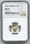 1945-S Micro S Mercury Silver Dime NGC Certified MS 65 San Francisco Mint - G381