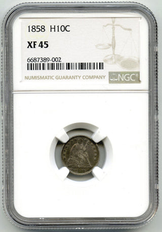1858 Seated Liberty Half Dime NGC XF 45 Certified - G365
