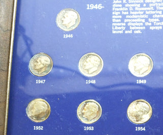 Roosevelt Dime Collection 1946 - 1971 One of a Year Set + Frame - A223