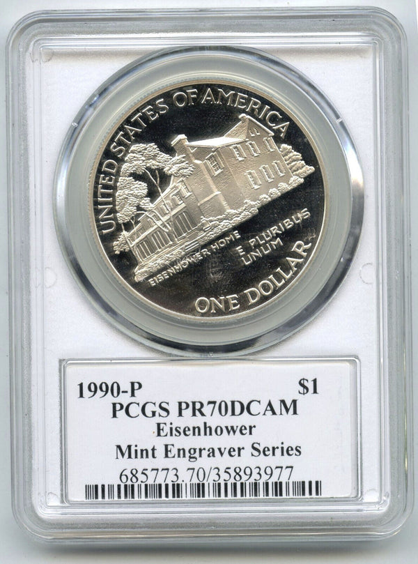 1990 Eisenhower Centennial Dollar PCGS PR70 DCAM Mercanti Signature Engrave G605