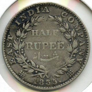 1835 East India Company Silver Coin - Half Rupee - William IIII - G314