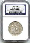 1857 Seated Liberty Half Dollar SS Republic NGC Shipwreck Effect Coin G375