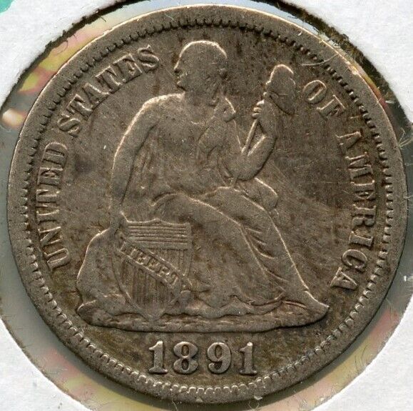 1891 Seated Liberty Silver Dime - Philadelphia Mint - DM49
