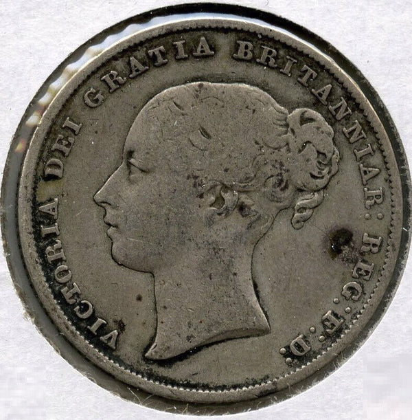 1846 Great Britain Silver Coin Shilling - Queen Victoria - E215