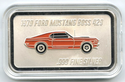 1970 Ford Mustang Boss 429 Car 999 Silver 1 oz Colored Art Bar Medal ingot A642