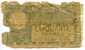 1932 Morocco 50 Cinquante Francs Currency Bank Note - BX966