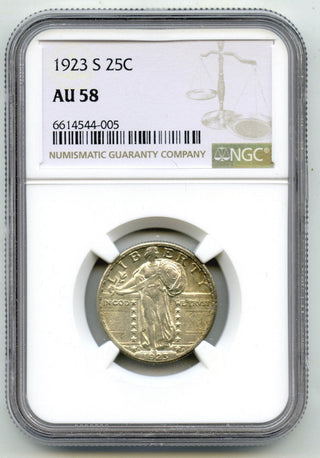 1923-S Standing Liberty Silver Quarter NGC AU58 Certified - Toning Toned - C294