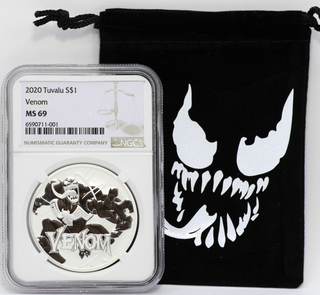 2020 Venom 1 oz Silver NGC MS 69 Tuvalu $1 Coin MARVEL Spider-Man w/ Bag - JP070