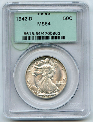 1942-D Walking Liberty Half Dollar PCGS MS64 Green Label - Denver Mint - A291