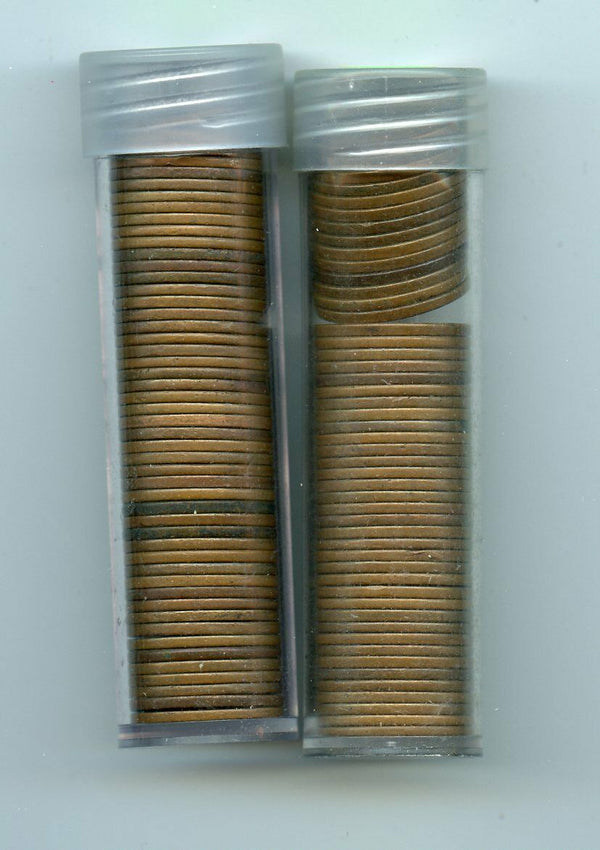 Two (2) Coin Rolls 1917-D Lincoln Wheat Cent Penny Pennies Lot - Denver - BX163
