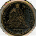 1891 Seated Liberty Silver Dime - Philadelphia Mint - DM50