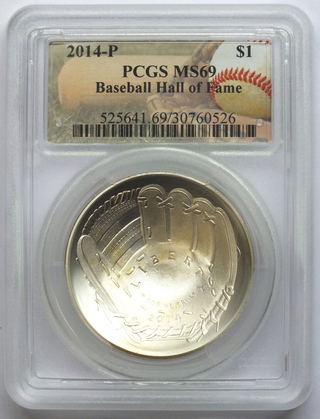 2014-P Baseball Hall of Fame Silver Dollar PCGS MS69 Certified Philadelphia B536