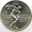 1970 Panama Silver Coin - 5 Balboas - Central American Games Juegos - A382