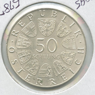 1971 Austria Silver 50 Schillings Julius Raab - ASW .5787 -DN645