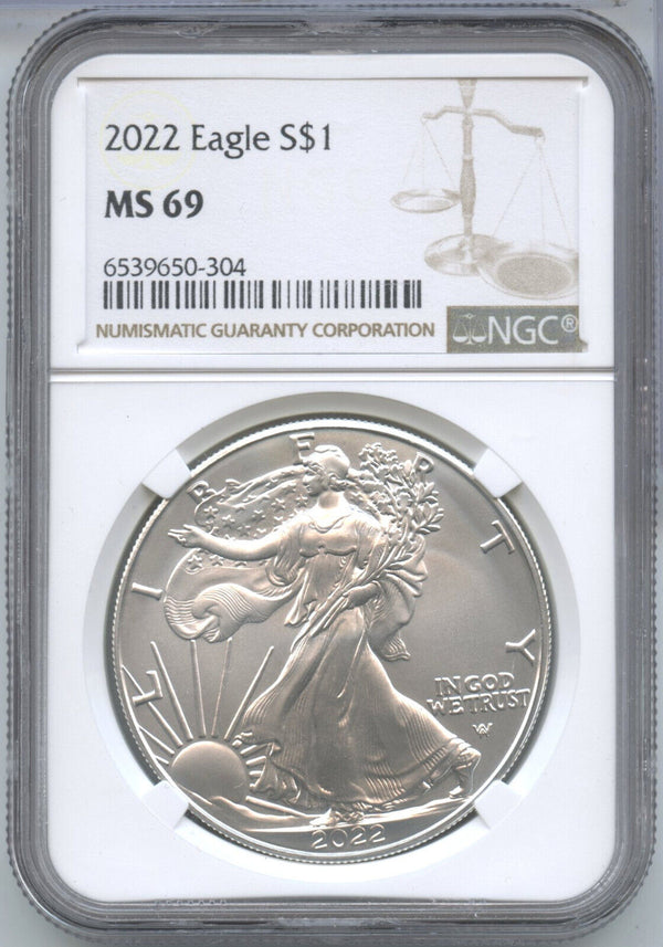 2022 1 oz American Silver Eagle NGC MS69 Certified Coin $1  - DN346