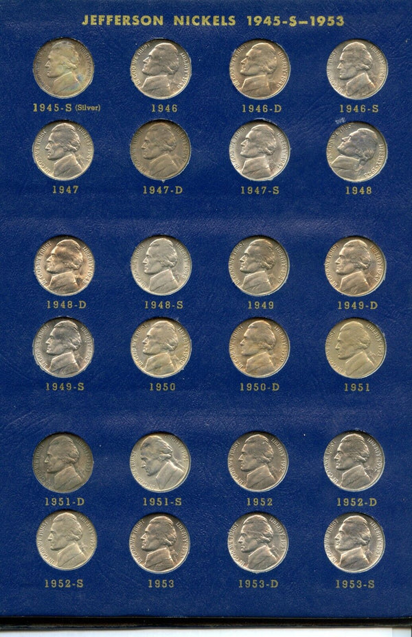 Jefferson Nickels 1938-1964 Whitman Album 71 Coin Set BU Uncirculated 5c - JN724