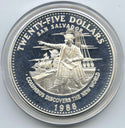 1988 Columbus San Salvador Discovery $25 Proof Silver Coin Bahamas - A449