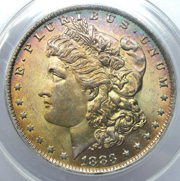 1883-O Morgan Silver Dollar ANACS MS63 Toning Toned $1 New Orleans Mint - A946