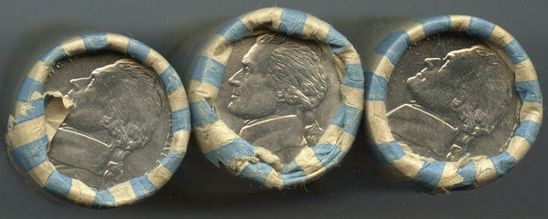 Three 1993-D Jefferson Nickels 40-Coin Rolls Uncirculated BU Denver Mint - A755