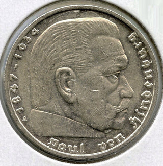 1938-A Germany Coin 5 Mark - Deutsches Reich - Paul Von Hindenburg - G354