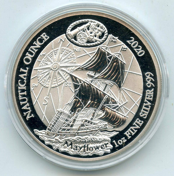 2020 Rwanda Nautical Ounce 999 Silver 1 oz Proof Coin Mayflower COA - BQ498