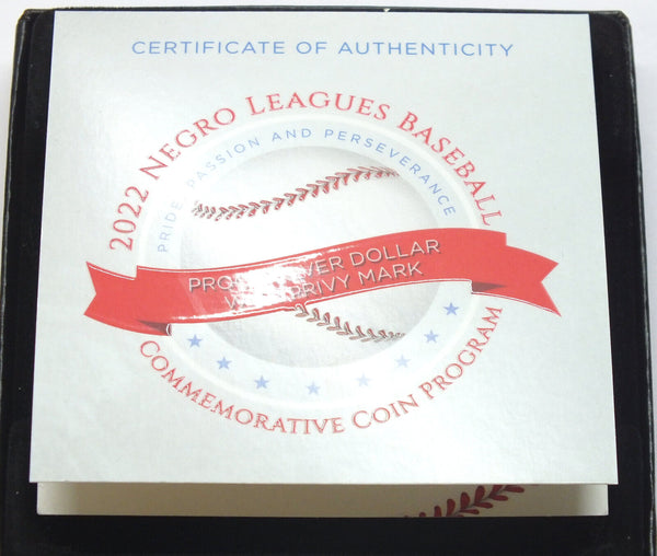 2022 Negro Leagues Proof Silver Dollar OGP Case COA & Box Only No Coin - C755