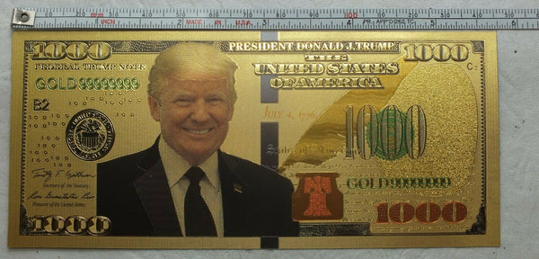 2020 Donald Trump USA Gold Note Set $100 $1000 Million MAGA 24k Plated Currency