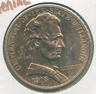 1918-P Illinois Centennial Commemorative Half Dollar 50C Philadelphia Mint-KR199