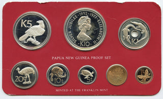 1977 Papua New Guinea 8-Coin Proof Set Collection - Franklin Mint - G239
