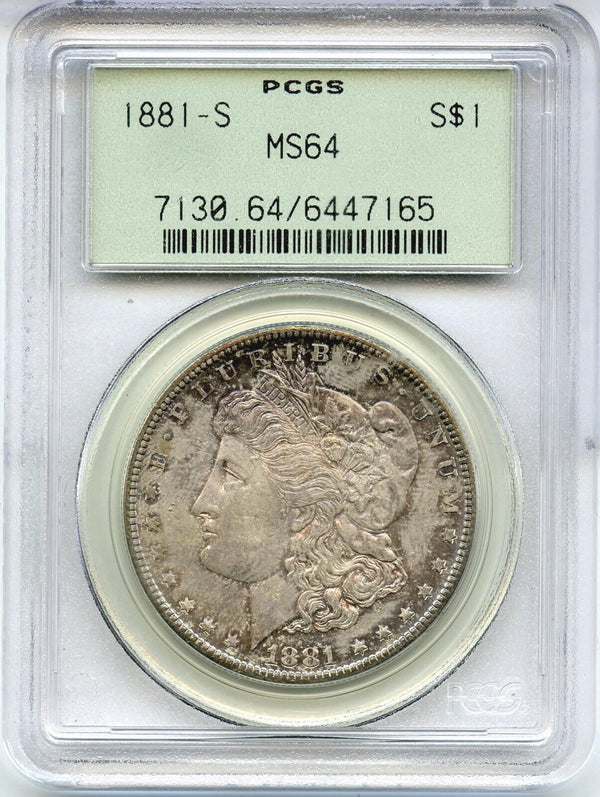 1881-S Morgan Dollar MS64 PCGS -Green Label Holder -DM358