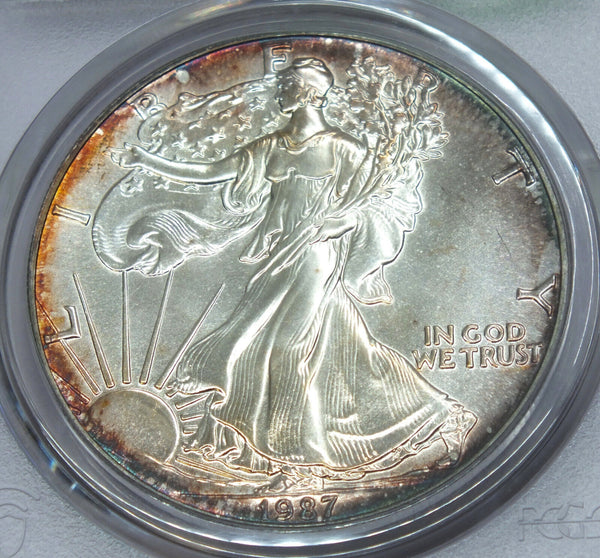 1987 American Eagle 1 oz Silver Dollar PCGS MS68 Toning Toned - C487