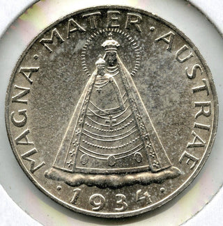 1934 Austria Magna Mater Silver Coin 5 Schilling - E602