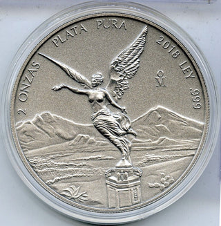 2018 Mexico Libertad 999 Silver 2 oz Coin Plata Pura Mexican Bullion -DN419