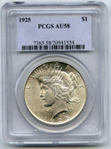 1925 Peace Silver Dollar PCGS AU58 Certified - Philadelphia Mint - B531