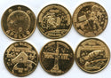 Space First Set of (6) Gold-plated Art Medal Rounds Gemini Apollo  Mercury CC933