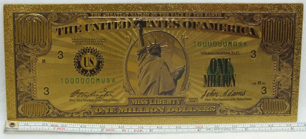$1000000 Million Dollar Miss Liberty Novelty 24K Gold Plated Note Bill 6