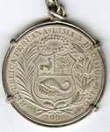1930 Peru Silver Crown Un Sol - Coin & Keychain - Firme y Feliz - C624