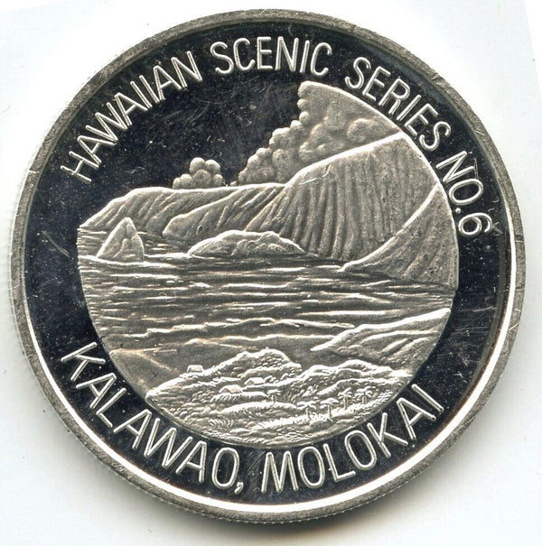 1990 Aloha Hawaii Kalawao Molokai 999 Silver 1 oz Art Medal Round - B553