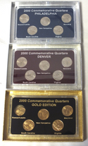 2000 State Quarters (3) Coin Sets - Philadelphia Denver Gold-plated - B485