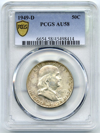 1949-D Franklin Silver Half Dollar PCGS AU58 Certified - Denver Mint - B195