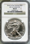 2011 (S) American Eagle 1 oz Silver Dollar NGC MS69 San Francisco Mint - B183