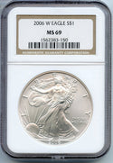 2006-W American Eagle 1 oz Silver Dollar NGC MS69 Certified - West Point - CC46