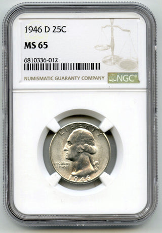 1946-D Washington Silver Quarter NGC MS65 Certified - Denver Mint - G54