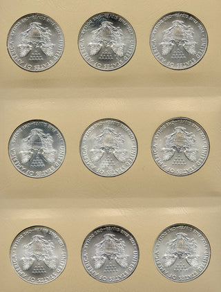 1986 - 2021 American Eagle 1 oz Silver Dollar Set 7181 Dansco Coin Album - G151