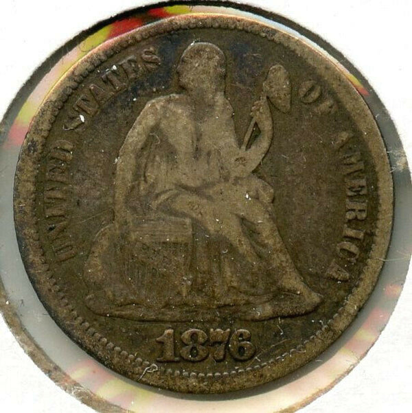 1876-CC Seated Liberty Silver Dime - Carson City Mint - BX609
